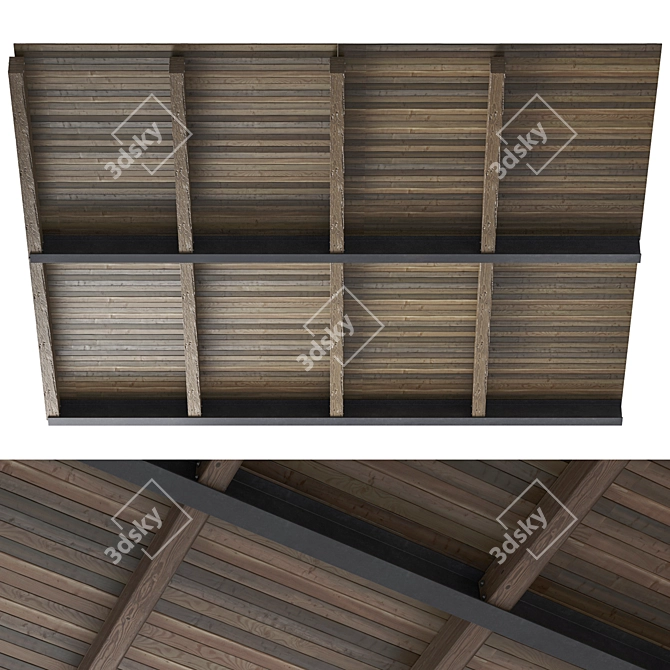 Premium Wood Ceiling Beams 3D model image 3