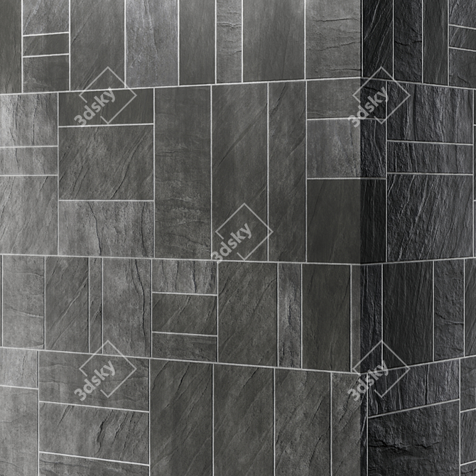 Seamless Slate Tile Textures 3D model image 1