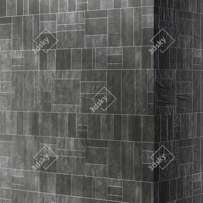 Seamless Slate Tile Textures 3D model image 2