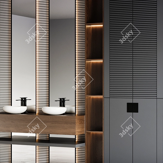 Modern Bathroom Furniture Set with Rettangolo Faucet 3D model image 5