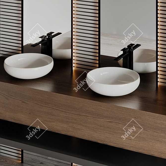 Modern Bathroom Furniture Set with Rettangolo Faucet 3D model image 6