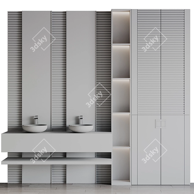 Modern Bathroom Furniture Set with Rettangolo Faucet 3D model image 7