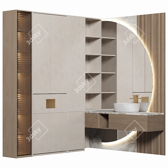 Modern Bathroom Furniture Set 3D model image 1