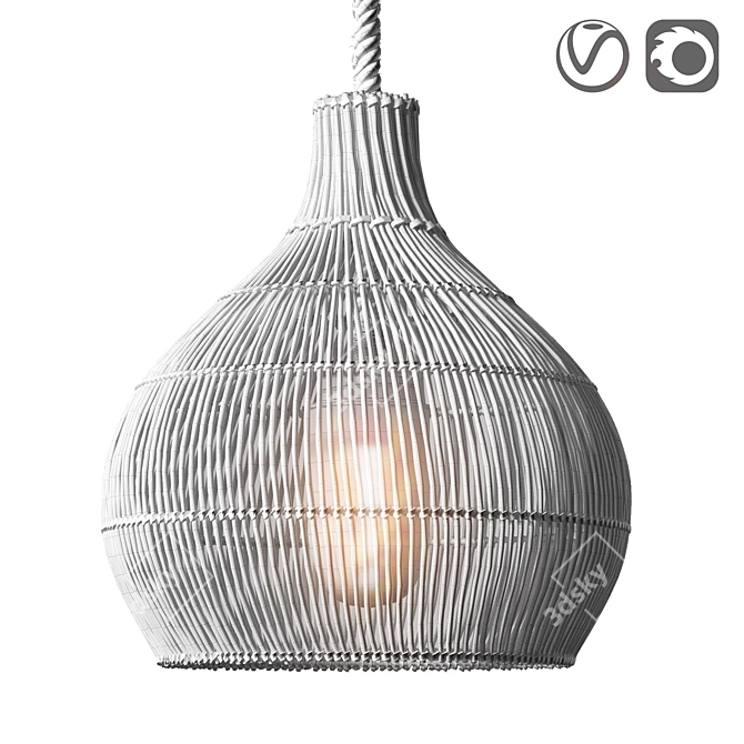 Natural Rattan Pendant Shade - MYRLEEN 3D model image 4