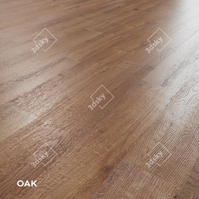 Wooden Plank Floor 15x120cm Oak-Grey 3D model image 1