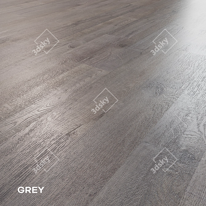 Wooden Plank Floor 15x120cm Oak-Grey 3D model image 4