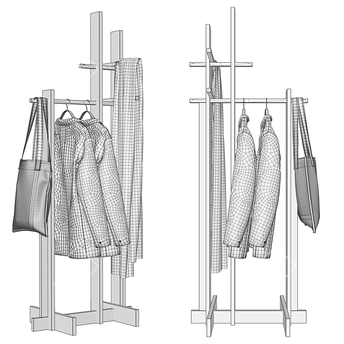 PBR-Optimized Clothes Stand 3D model image 5