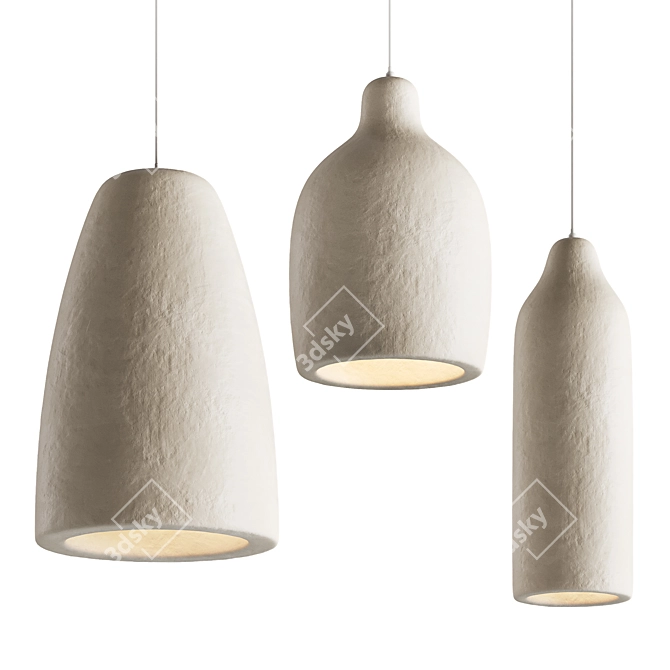 Wabi-sabi Resin Pendant Light 3D model image 1