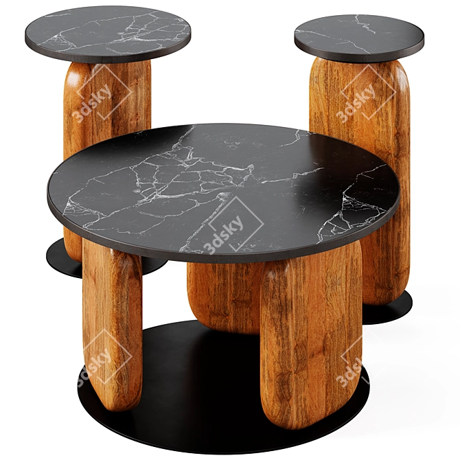 Elegant Pemba Table Trio Set 3D model image 5