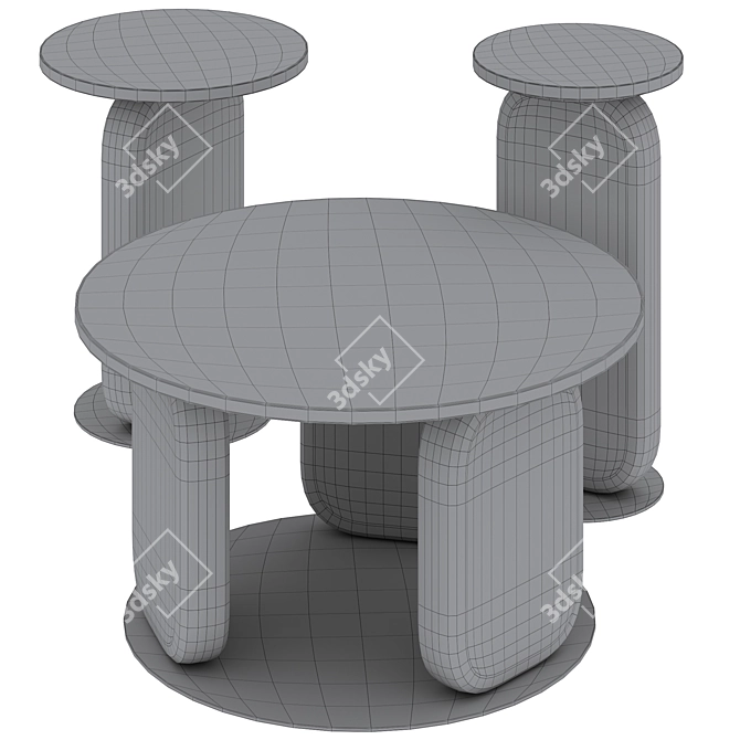 Elegant Pemba Table Trio Set 3D model image 6