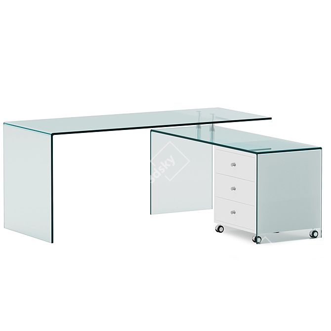 Modern Corner Writing Desk 3D model image 2