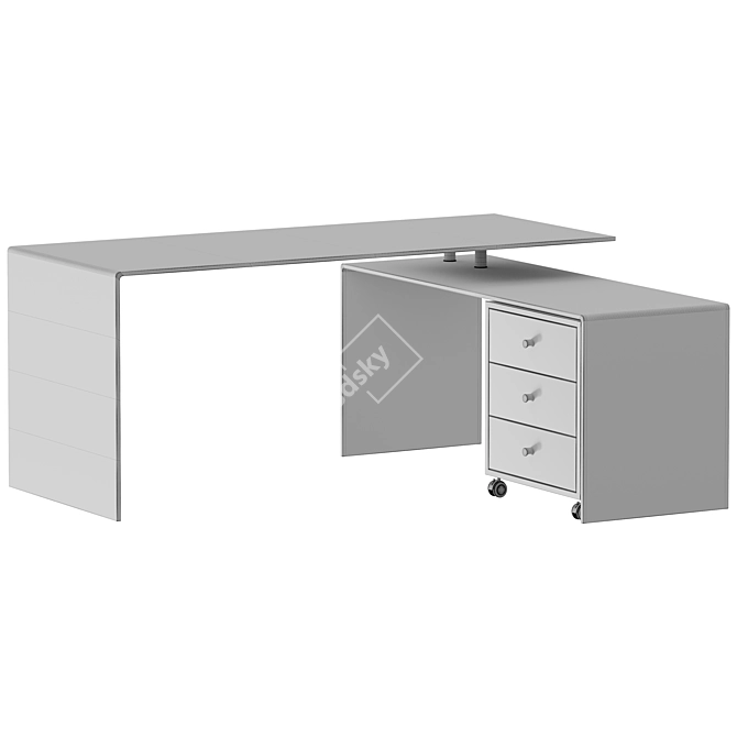 Modern Corner Writing Desk 3D model image 3