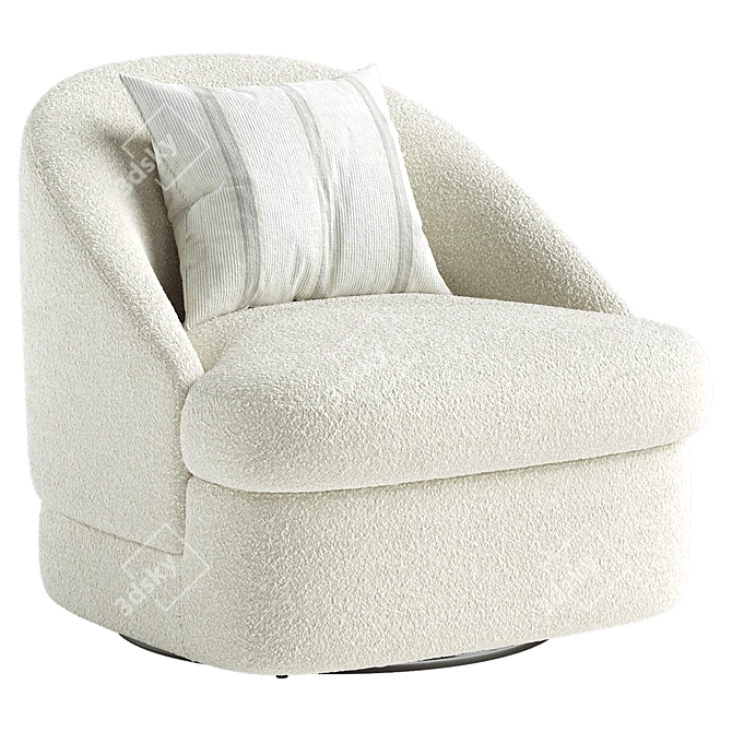 Sleek Upholstered Swivel Chair 3D model image 4