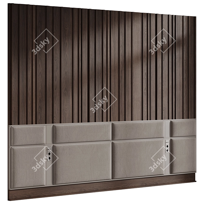 Customized Soft Panel Headboard 3D model image 1