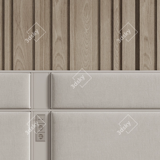 Customized Soft Panel Headboard 3D model image 6