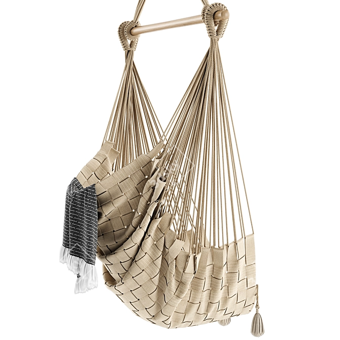 Handcrafted Cotton Hammock Chair 3D model image 2