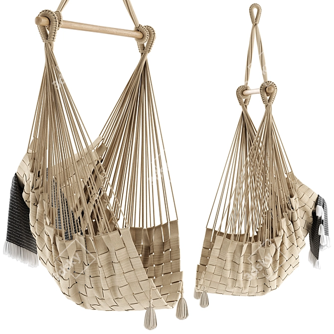 Handcrafted Cotton Hammock Chair 3D model image 4