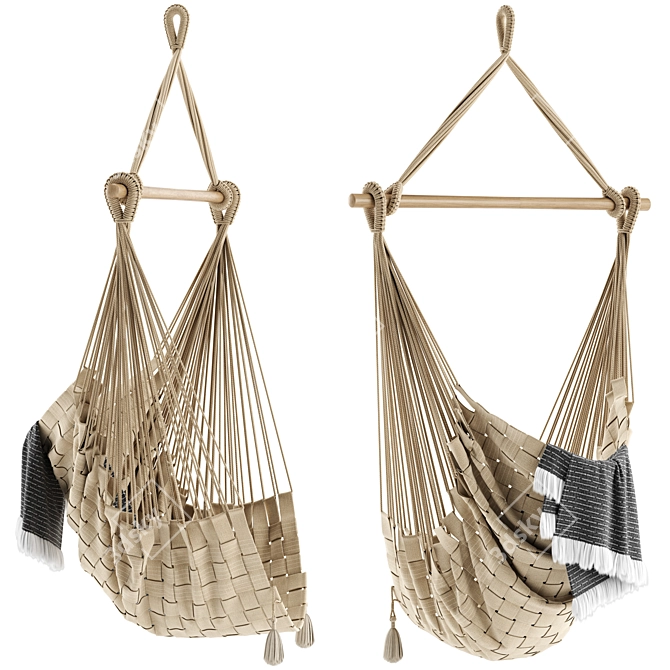 Handcrafted Cotton Hammock Chair 3D model image 5