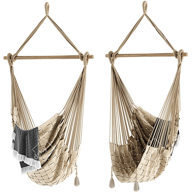 Handcrafted Cotton Hammock Chair 3D model image 6