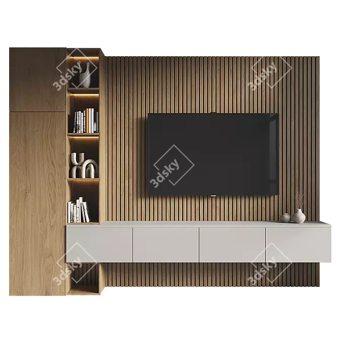 Modern TV Wall Set 081 3D model image 2