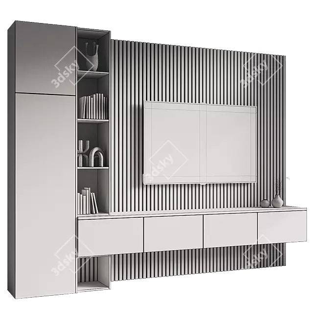 Modern TV Wall Set 081 3D model image 4