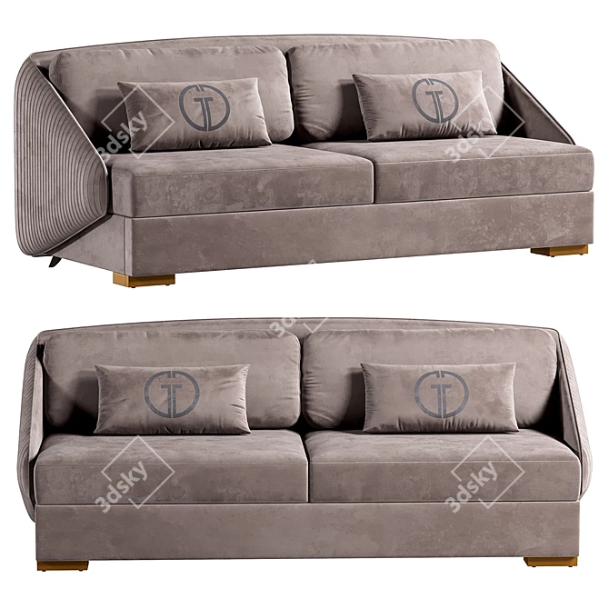 Luxury Dark Brown Palazzo Sofa 3D model image 1