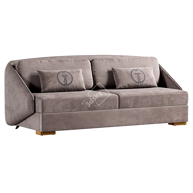 Luxury Dark Brown Palazzo Sofa 3D model image 2