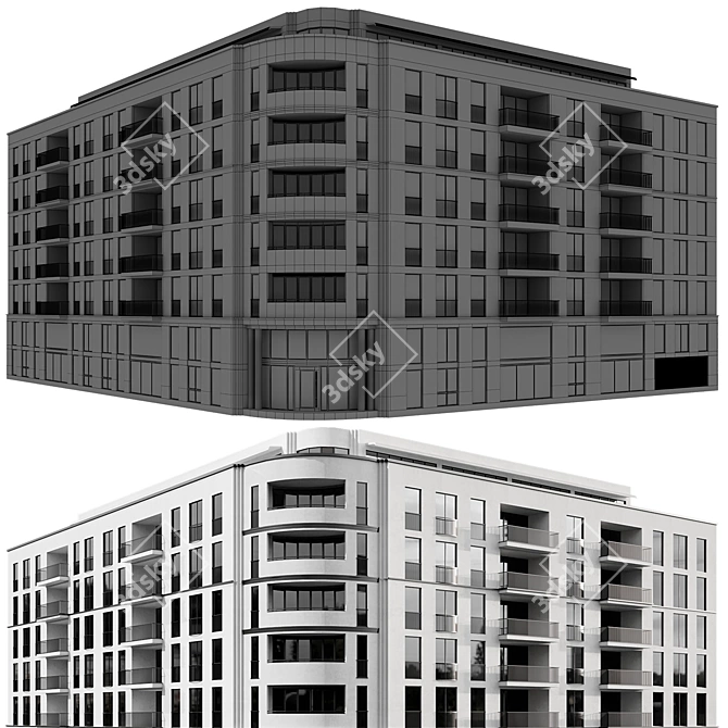 Multi-Floor Building Model Kit 3D model image 7