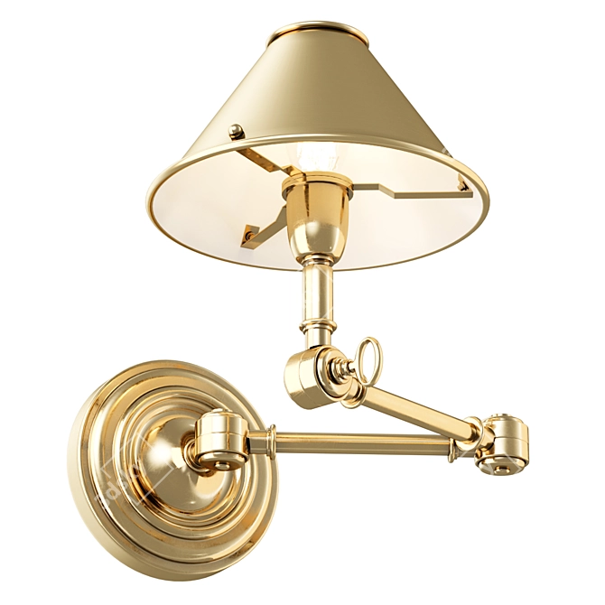 Elegant Brass Swing Arm Sconce 3D model image 2