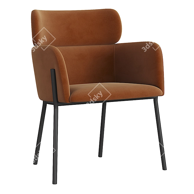  Modern Brown Dining Chair Dimensional Render 3D model image 1