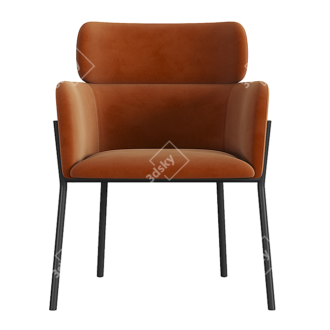  Modern Brown Dining Chair Dimensional Render 3D model image 2