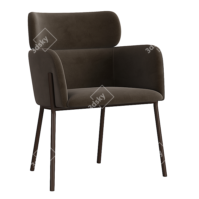  Modern Brown Dining Chair Dimensional Render 3D model image 3