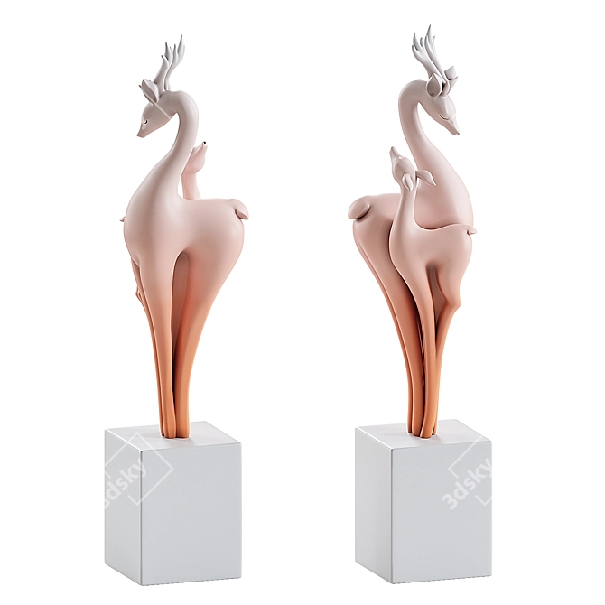 Deer Sculpture in Duo Colors 3D model image 2