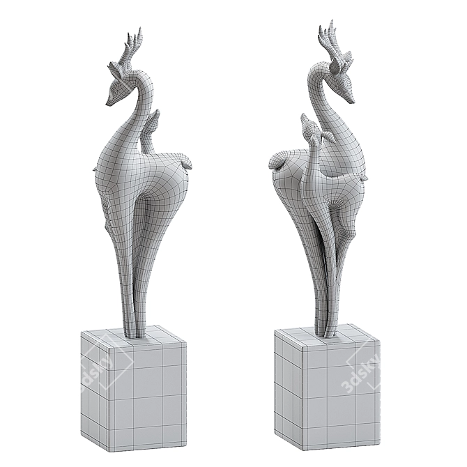 Deer Sculpture in Duo Colors 3D model image 3