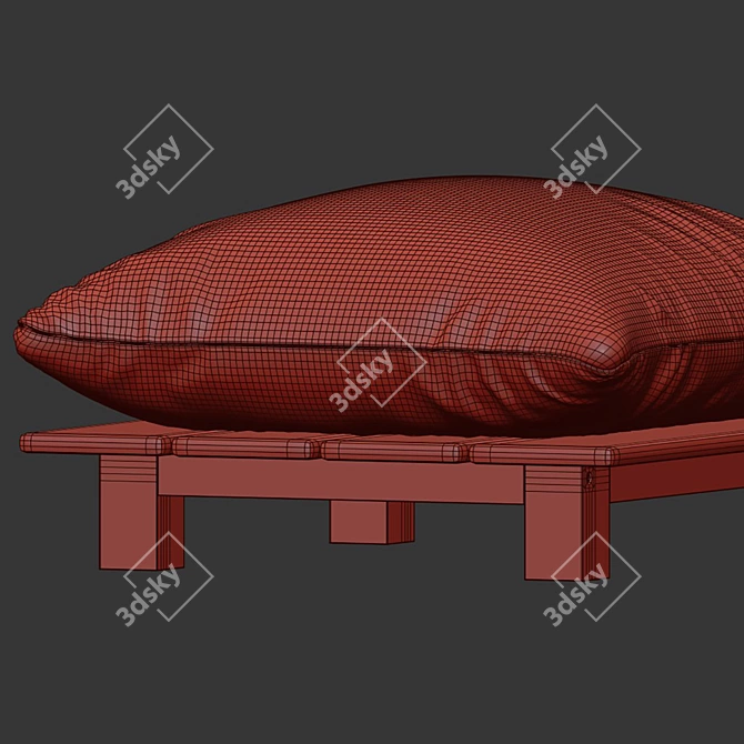 Outdoor Acacia Wood Garden Pouf 3D model image 2