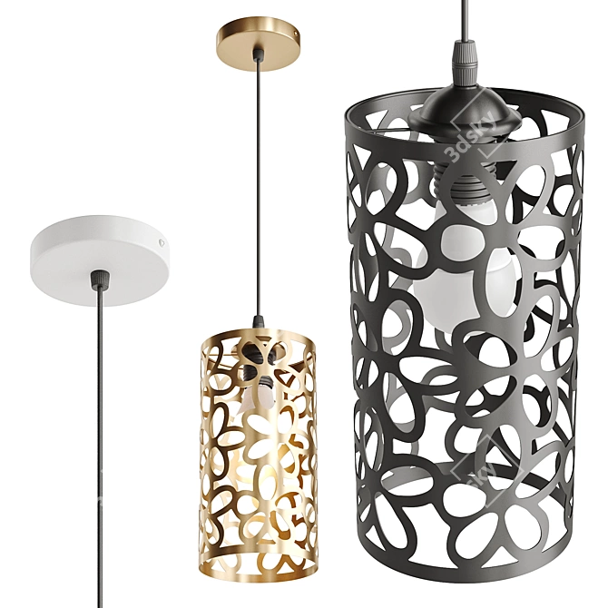 Modern Cylinder Pendant Light BORNEO 3D model image 2