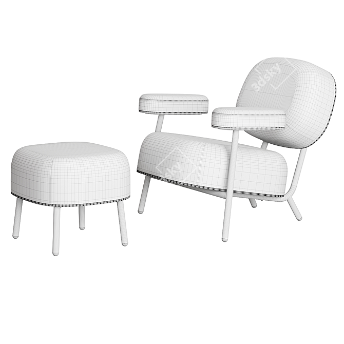 Soviet-inspired Steel Lounge Set 3D model image 2