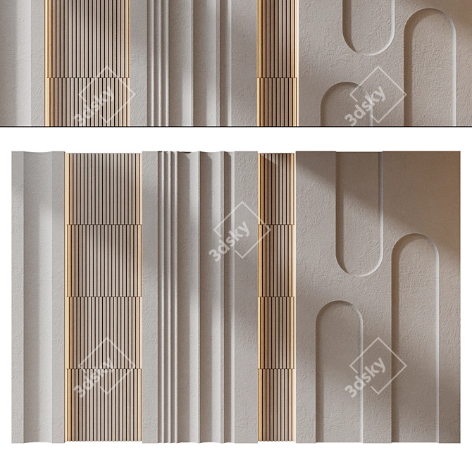 Wood and Marble Wall Panels 3D model image 2