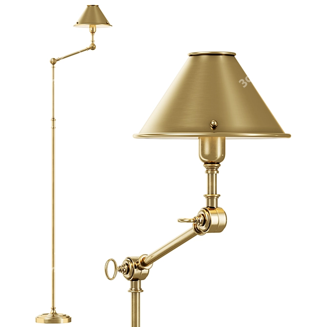 Streamlined Brass Anette Floor Lamp 3D model image 1