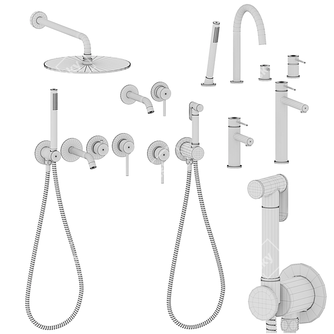 Timo Saona Bathroom Mixer Set 3D model image 4