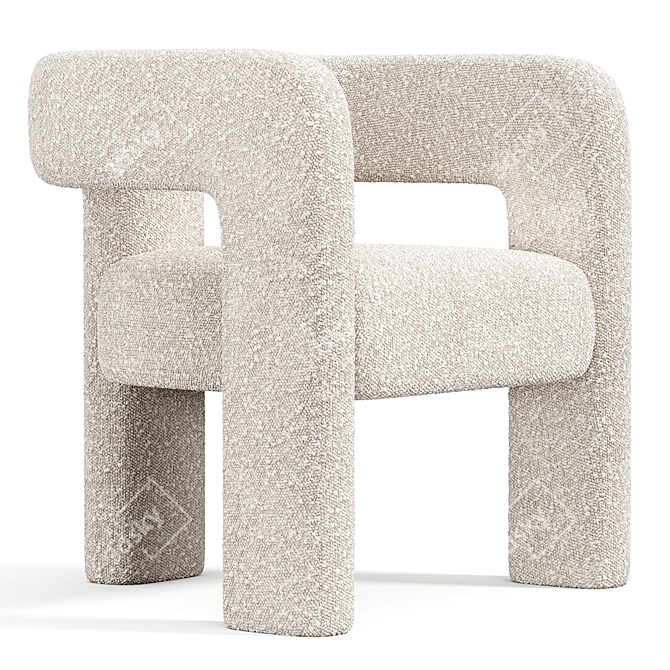 Cozy Boucle Accent Armchair 3D model image 2