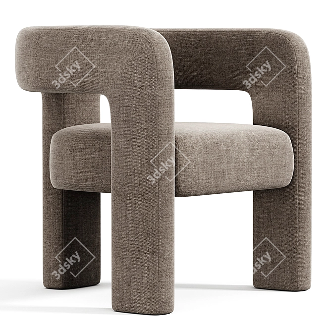 Cozy Boucle Accent Armchair 3D model image 4