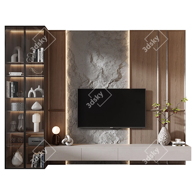  Modern TV Wall Decor Set 3D model image 1