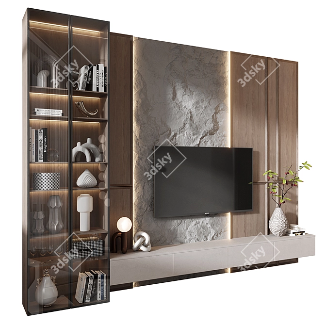  Modern TV Wall Decor Set 3D model image 2