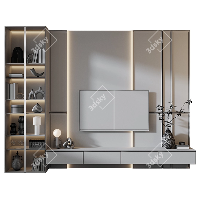  Modern TV Wall Decor Set 3D model image 3