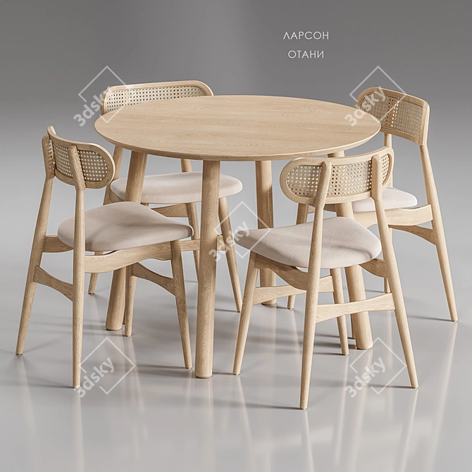 Scandinavian dining set with Larson chair and Otani table 3D model image 4