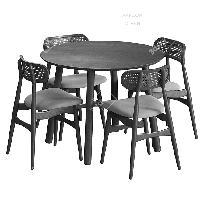 Scandinavian dining set with Larson chair and Otani table 3D model image 5