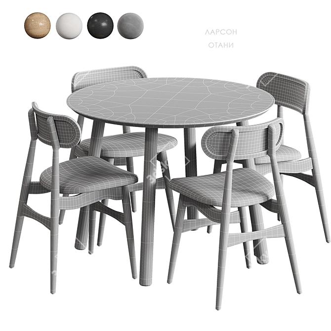 Scandinavian dining set with Larson chair and Otani table 3D model image 7