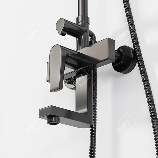 Square Shower System with Mixer 3D model image 4