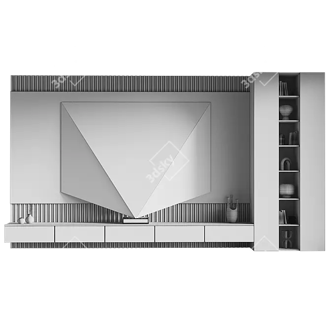 Modern TV Wall Set Furniture 3D model image 6